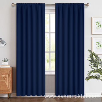 Navy Blue Rod Pocket Curtains